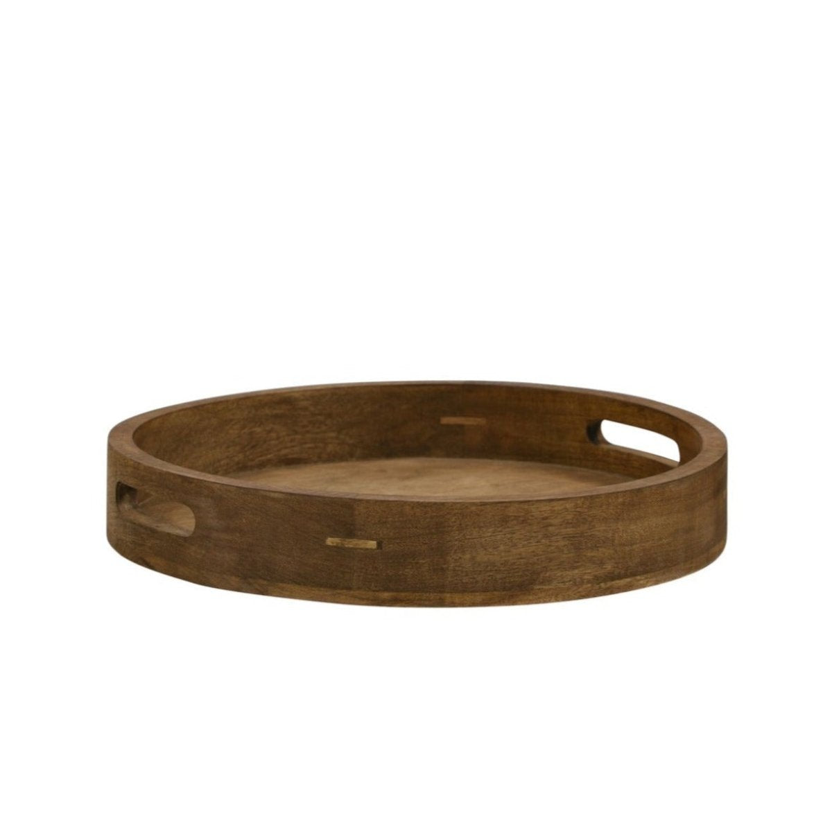 Wooden Round Tray w/Handle Small - Natural Wood