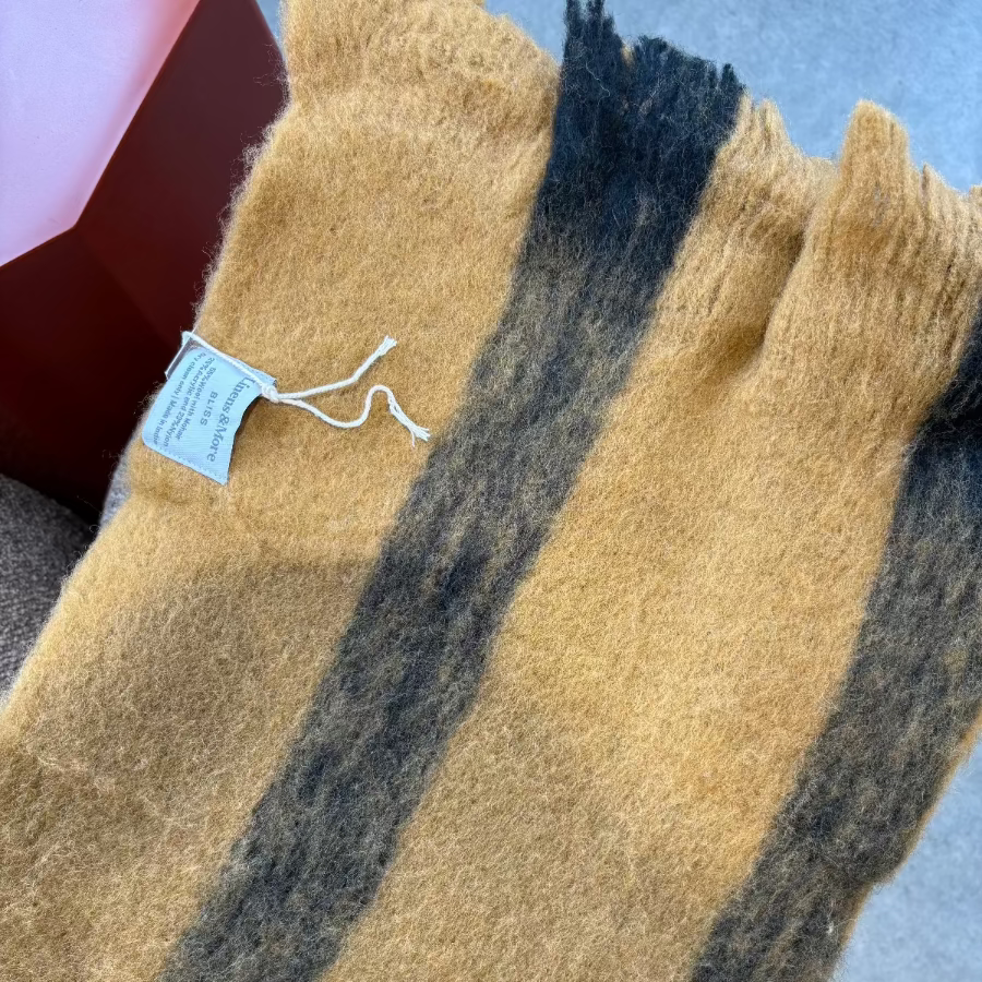 Bliss Wool Mohair Blend Throw - Ochre/Black