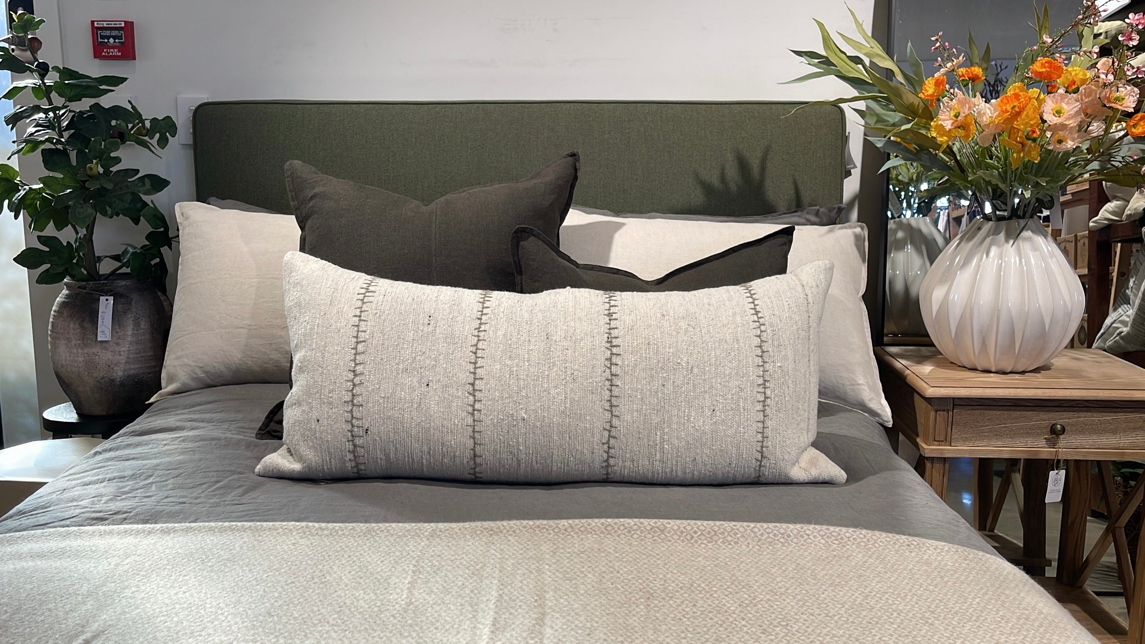 Piped Edge Headboard | Olive Double/Queen