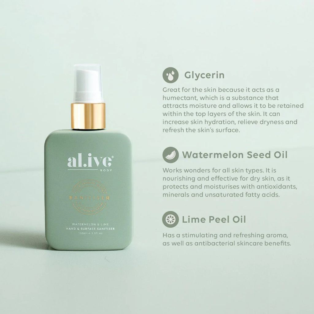 Alive Body - Hand & Surface Sanitiser Spray - Watermelon & Lime