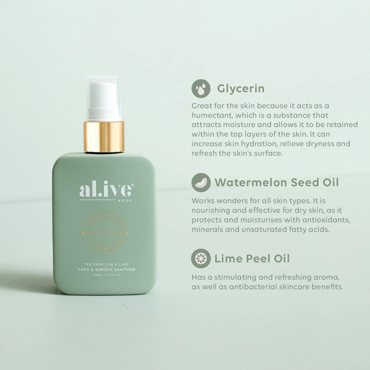 Alive Body - Hand & Surface Sanitiser Spray - Watermelon & Lime