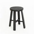 Teak Round Stool Black - 45cm